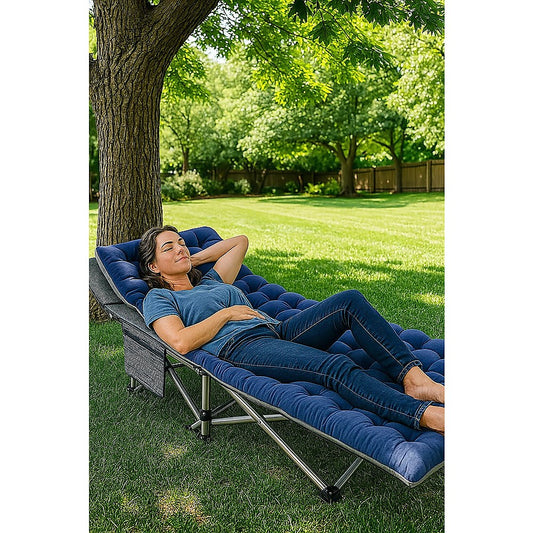 Camping Bed Elevated Cot with Mattress – Foldable Outdoor Sleeping Bed for Adults