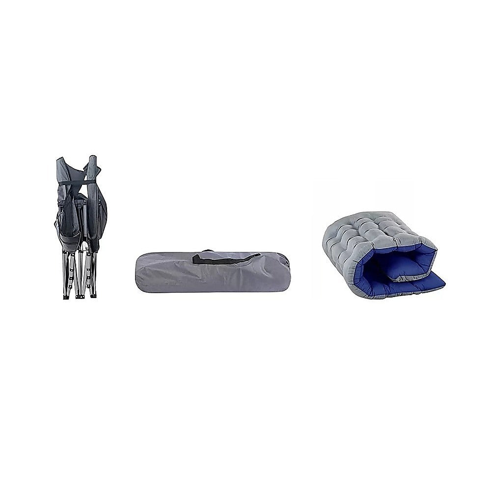 Camping Bed Elevated Cot with Mattress – Foldable Outdoor Sleeping Bed for Adults