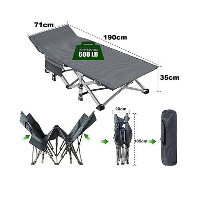 Camping Bed Elevated Cot with Mattress – Foldable Outdoor Sleeping Bed for Adults
