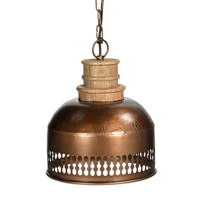 COPPER CUT-OUT AND WOOD LAMPSHADE