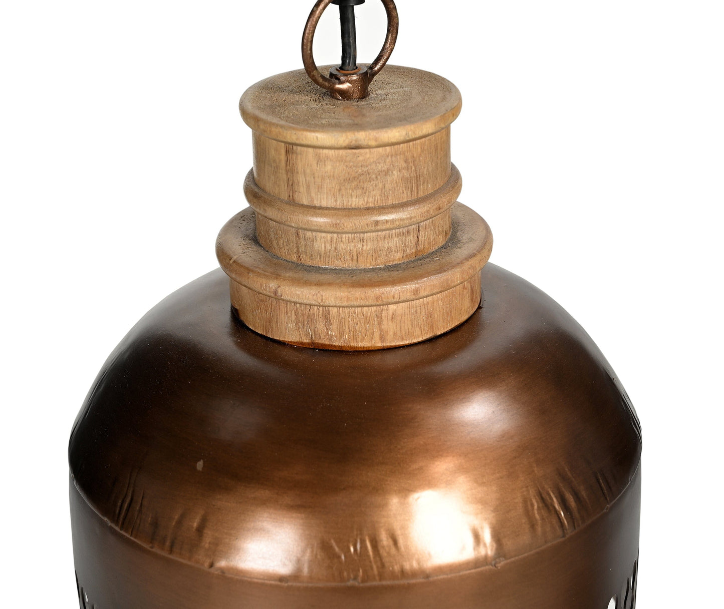 COPPER CUT-OUT AND WOOD LAMPSHADE