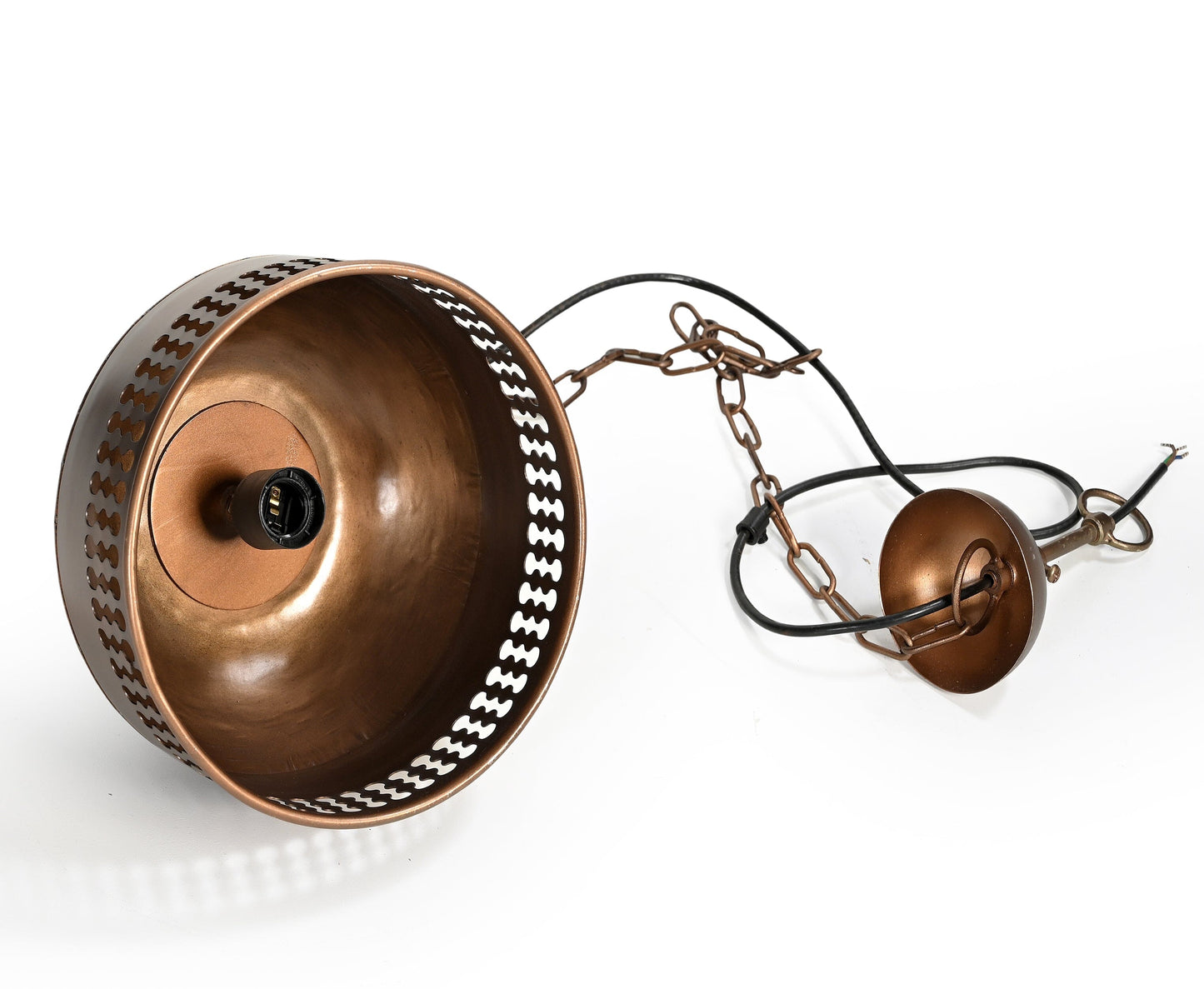 COPPER CUT-OUT AND WOOD LAMPSHADE