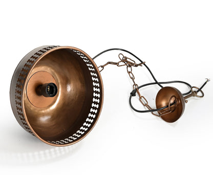 COPPER CUT-OUT AND WOOD LAMPSHADE