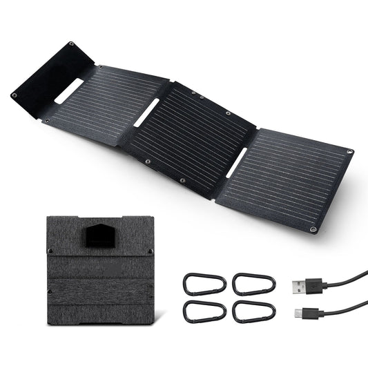 30W Foldable Solar Panel Charger, 16BB N-Type Monocrystalline Solar Panel 24% Efficiency, Ultra-Light Portable with USB-A, USB-A (QC3.0) & Type-C Ports for Camping, Backpacking, Phones, Tablets