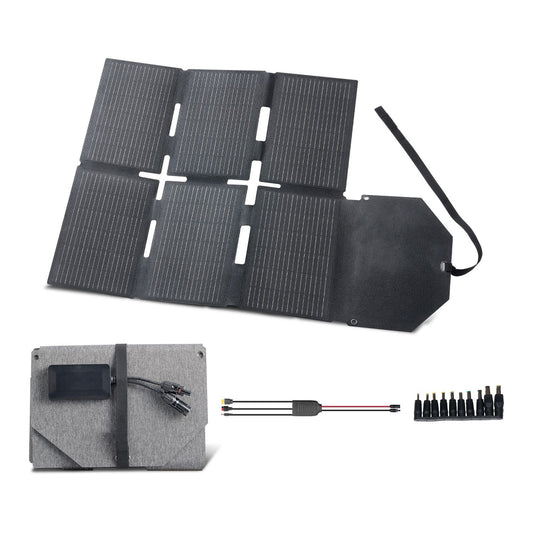 60W Foldable Solar Panel Charger, 16BB N-Type Monocrystalline Solar Panel 24% Efficiency, Lightweight Portable with MC4 Output, Type-C, USB-A & DC Ports for Power Stations Camping Hiking