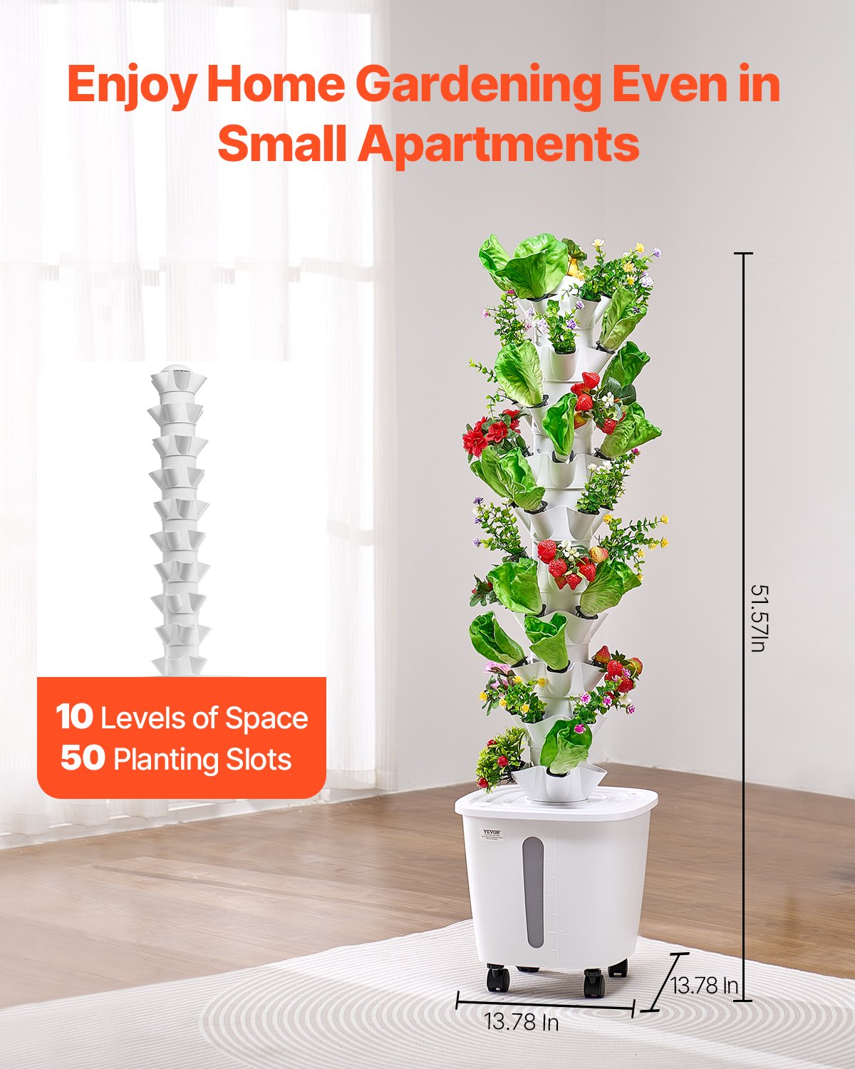 Vertical Hydroponic Indoor Growing System - 10 Tiers with 50 Grow Pods