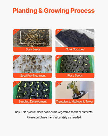 Vertical Hydroponic Indoor Growing System - 10 Tiers with 50 Grow Pods