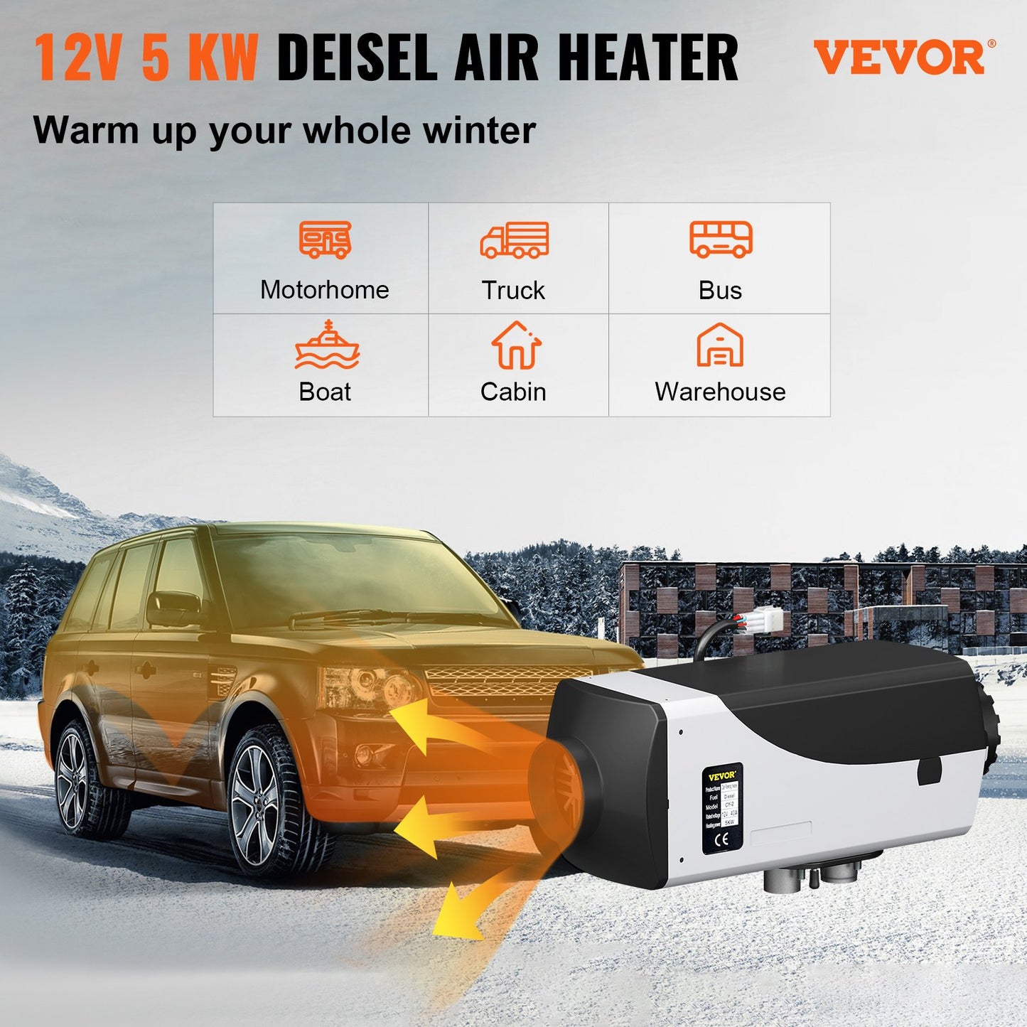 5KW Diesel Heater 10L Tank 12V with LCD Thermostat and Remote Control