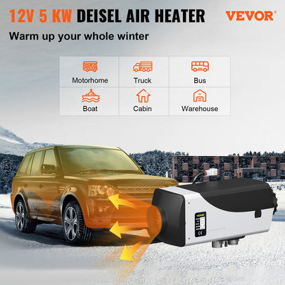 5KW Diesel Heater 10L Tank 12V with LCD Thermostat and Remote Control
