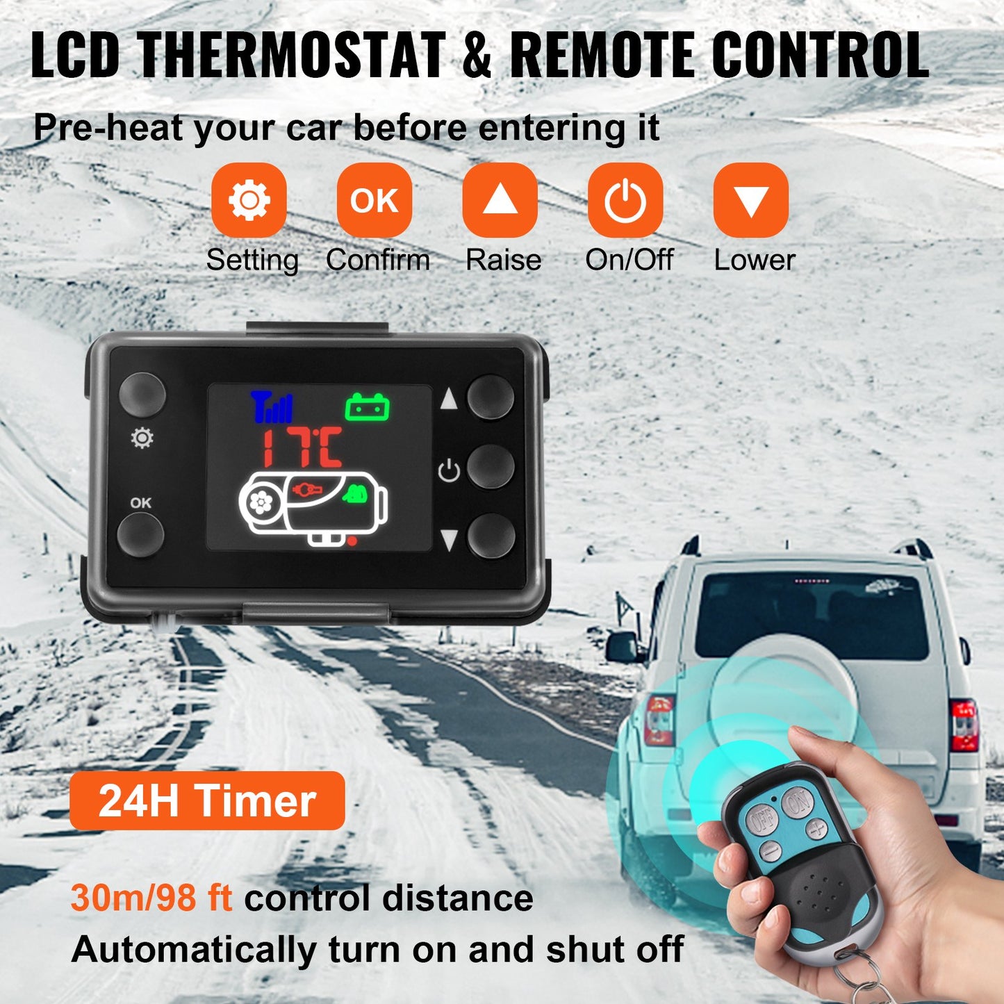 5KW Diesel Heater 10L Tank 12V with LCD Thermostat and Remote Control