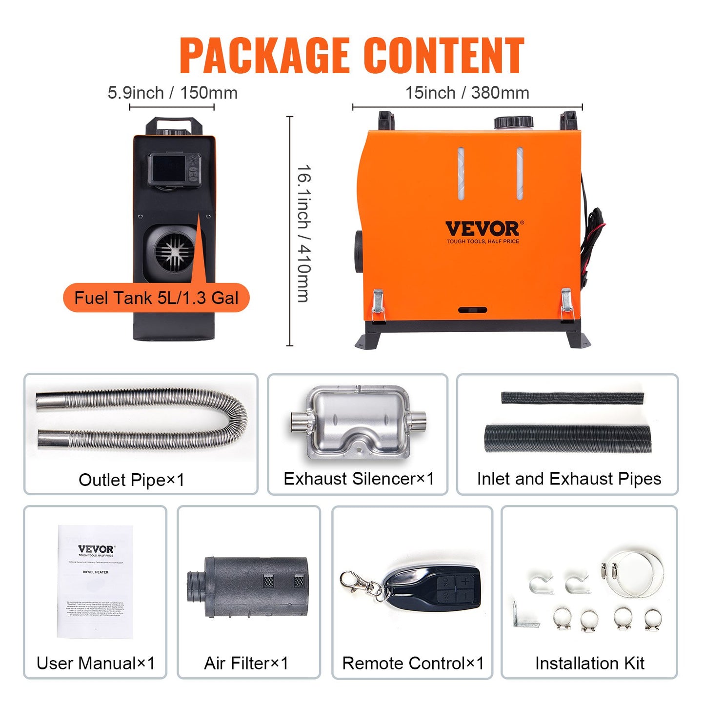 8KW Diesel Heater with Automatic Altitude Adjustment Remote Control and LCD