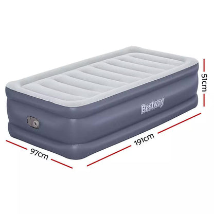 Bestway 1.91m x 97m x 51cm Tritech Air Inflatable Mattress Twin Built-in AC Pump