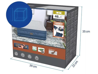 Bestway 2.03m x 1.52m x 46cm Fortech Snugable Top Air Inflatable Mattress Queen Built-in AC Pump