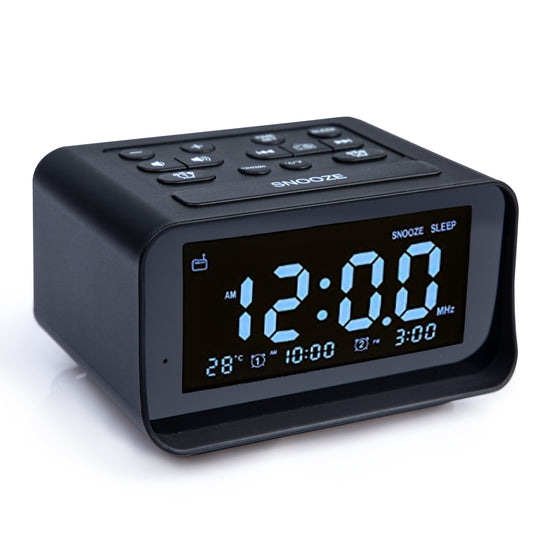 Bluetooth Alarm Clock with Thermometer - Black