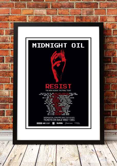 Midnight Oil 'Resist' Tour Poster 2022 - Framed A2