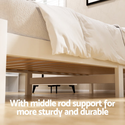 Artiss Bed Frame Single Size Wooden Platform with 2 Storage Drawers White SOFIE