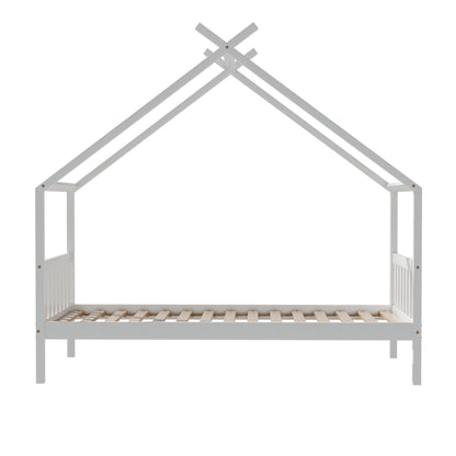Artiss Bed Frame Wooden Base Kids Single Timber House with 2 Storage Drawers Beds White