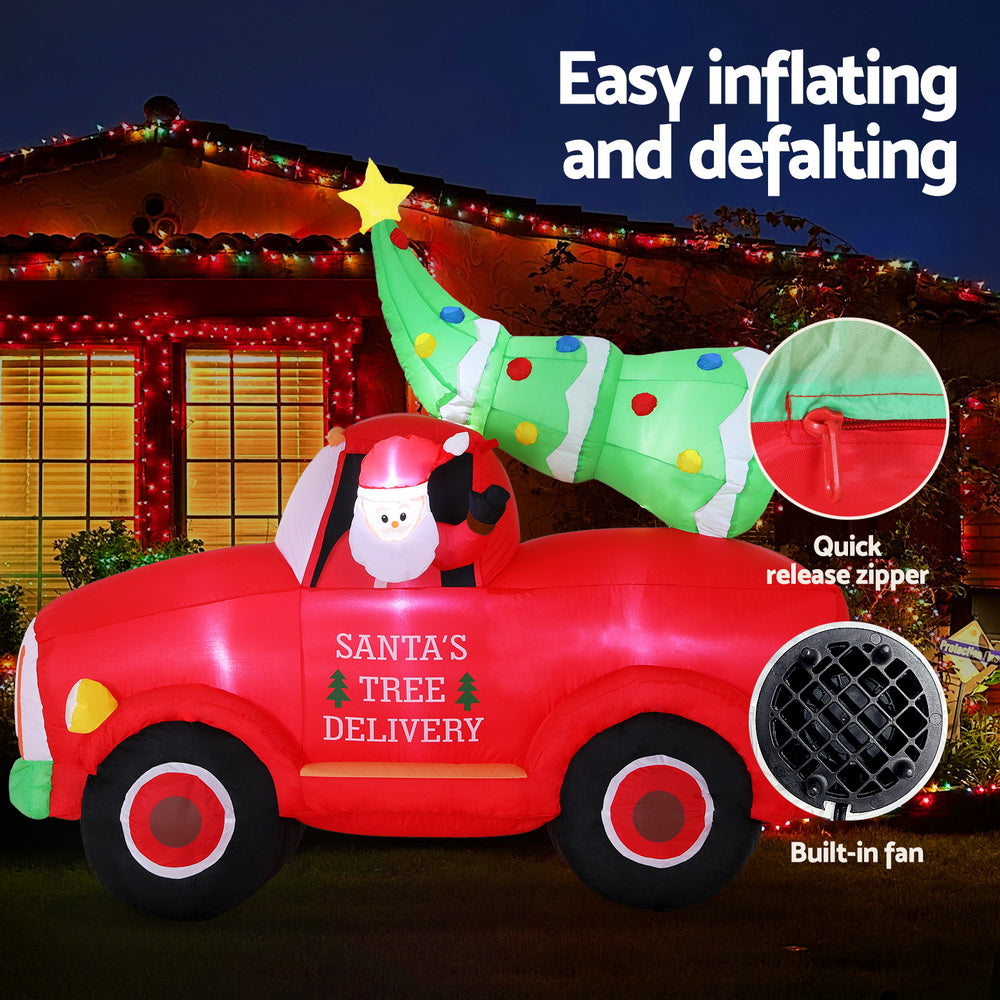 Christmas Inflatable Santa Truck 1.6M Height LED Decorations Illuminated
