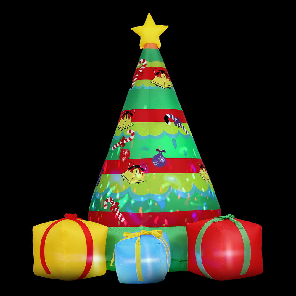 Christmas Inflatable Gift Tree 2.2M Height Flashing Light Decorations Illuminated