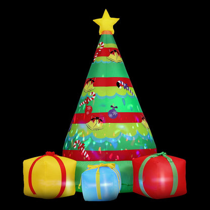 Christmas Inflatable Gift Tree 2.2M Height Flashing Light Decorations Illuminated